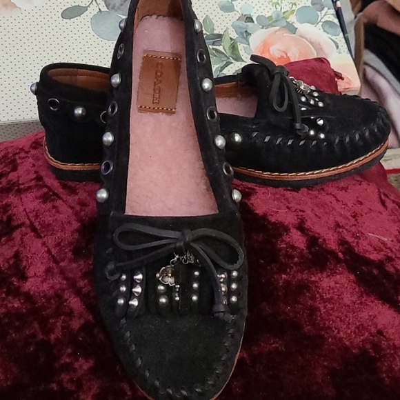 COACH REXY ROCCASIN EMBELLISHED MOCCASIN FLATS - Picture 5 of 8